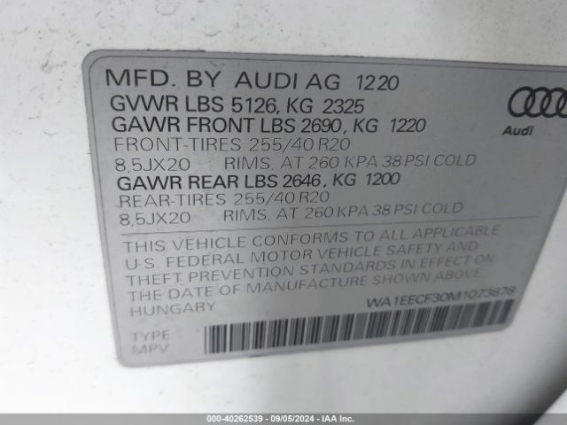 WA1EECF30M1073678 Audi Q3 Premium Plus 45 Tfsi S Line Quattro Tiptronic