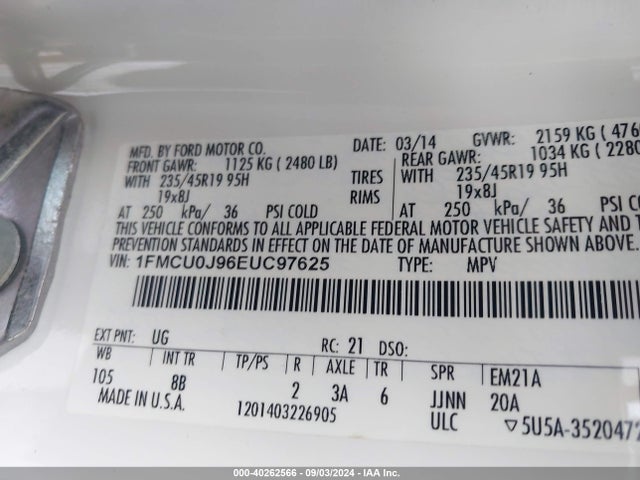 Ford Escape Titanium 2014 1FMCU0J96EUC97625 Image 9