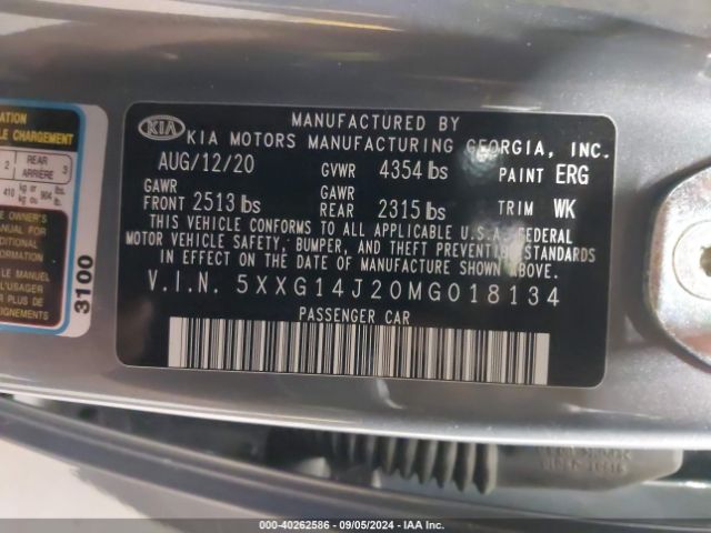 5XXG14J20MG018134 KIA K5 LXS