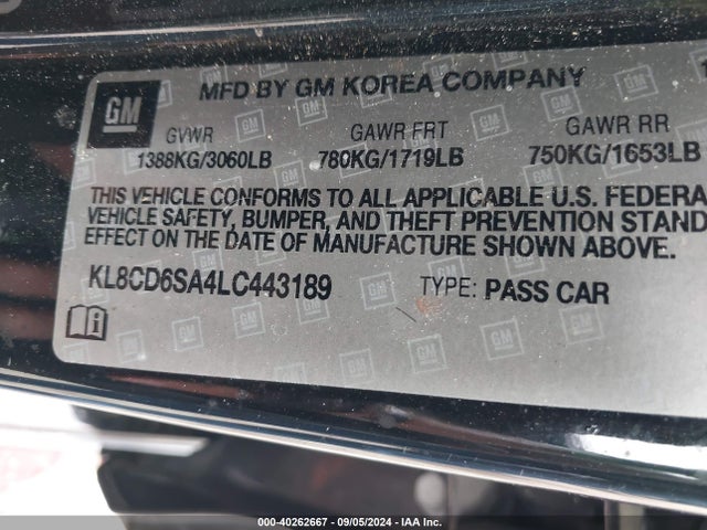 Chevrolet Spark Fwd 1lt Automatic 2020 KL8CD6SA4LC443189 Image 9