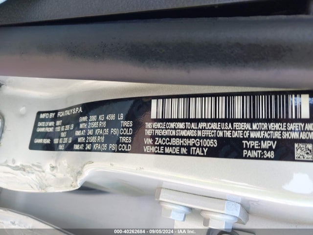 ZACCJBBH3HPG10053 Jeep Renegade Latitude 4x4