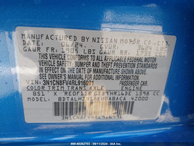 Nissan Versa 1.6 Sr 2024 3N1CN8FV4RL916991 Image 9