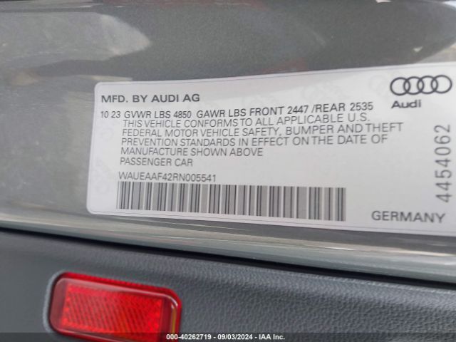 WAUEAAF42RN005541 Audi A4 Premium Plus 45 Tfsi S Line Quattro S Tronic