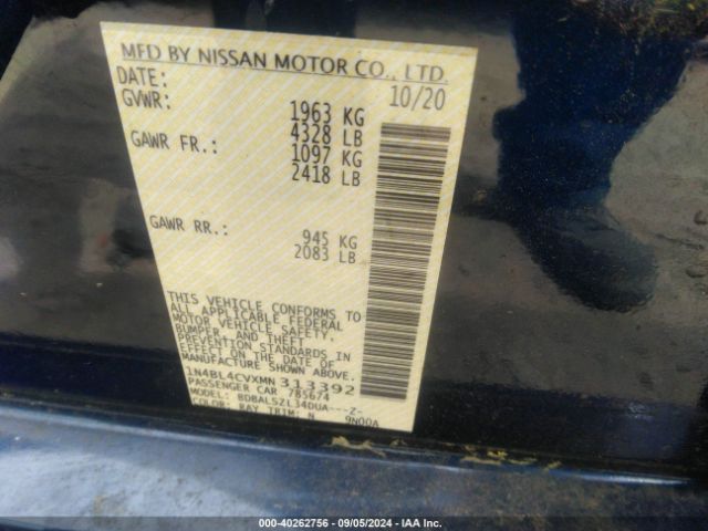 1N4BL4CVXMN313392 Nissan Altima Sr Fwd