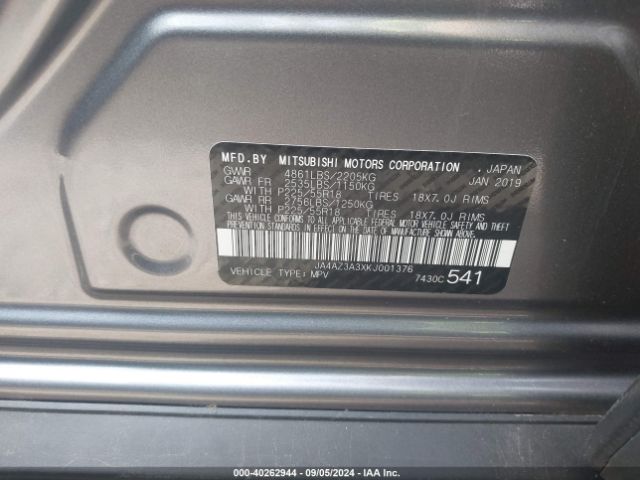 JA4AZ3A3XKJ001376 Mitsubishi Outlander Sel