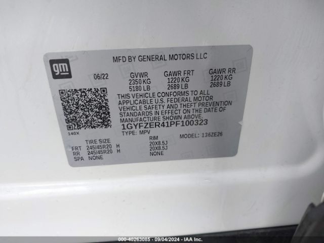 1GYFZER41PF100323 Cadillac Xt4 Fwd Sport