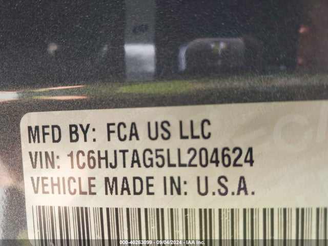 Jeep Gladiator Sport 4x4 2020 1C6HJTAG5LL204624 Image 9