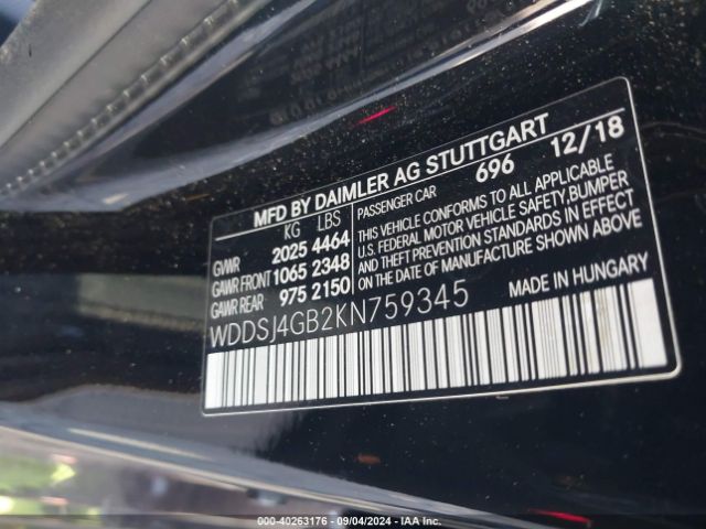WDDSJ4GB2KN759345 Mercedes-Benz CLA 250 4MATIC