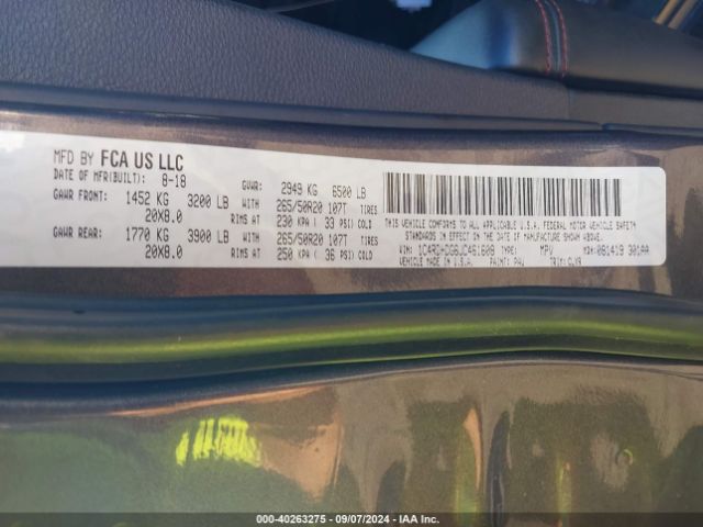 1C4RDHDG6JC461608 Dodge Durango Gt Rwd