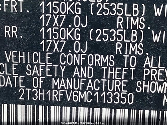Toyota RAV4 LE 2021 2T3H1RFV6MC113350 Image 9