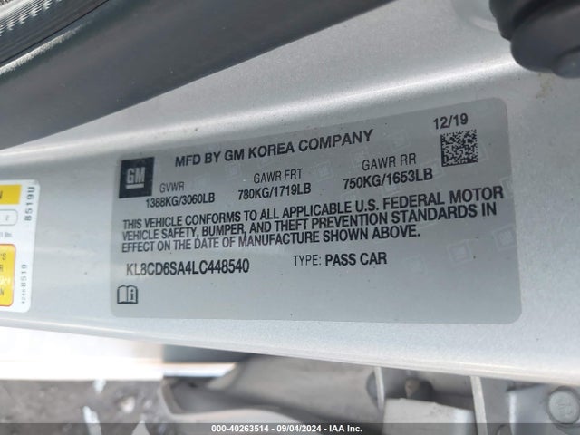 Chevrolet Spark Fwd 1lt Automatic 2020 KL8CD6SA4LC448540 Image 9