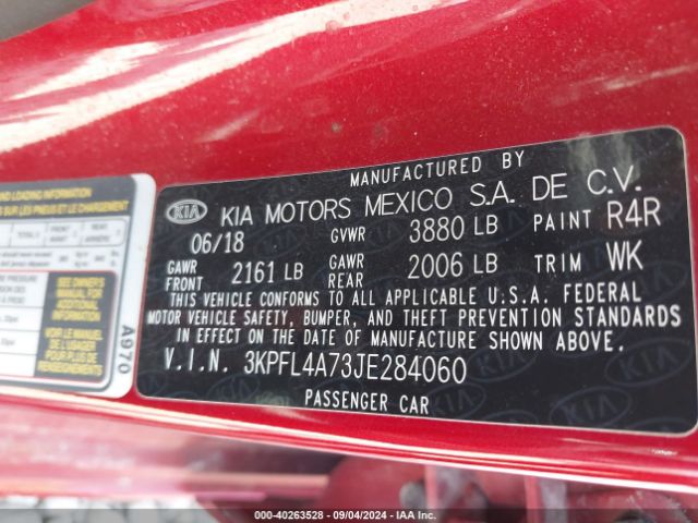 3KPFL4A73JE284060 KIA FORTE S
