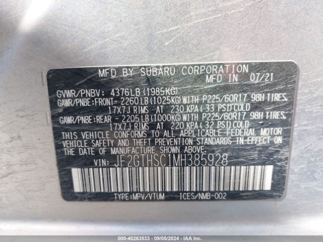 JF2GTHSC1MH385928 Subaru Crosstrek Sport