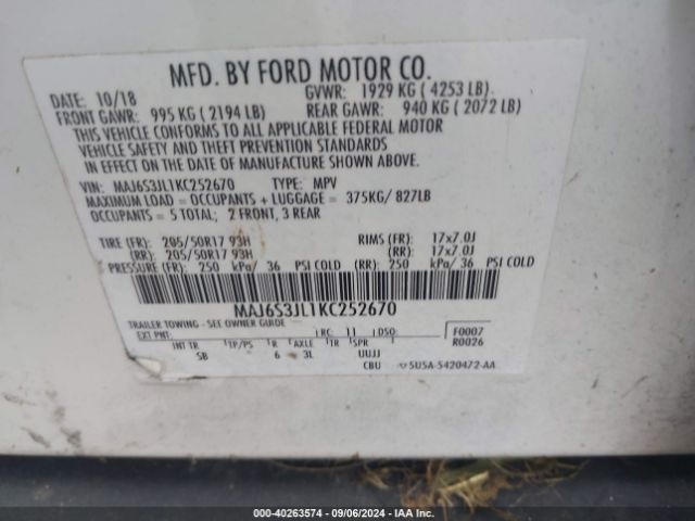 MAJ6S3JL1KC252670 Ford Ecosport Ses