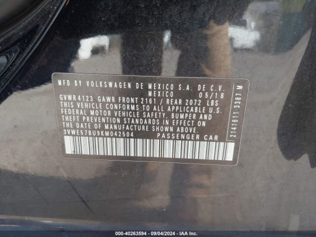 3VWE57BU9KM042504 Volkswagen Jetta 1.4t Sel