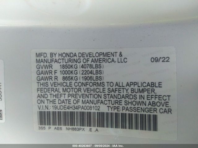 19UDE4H34PA008102 Acura Integra A-spec