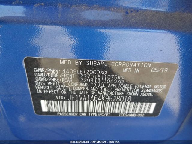 JF1VA1A64K9828018 Subaru WRX