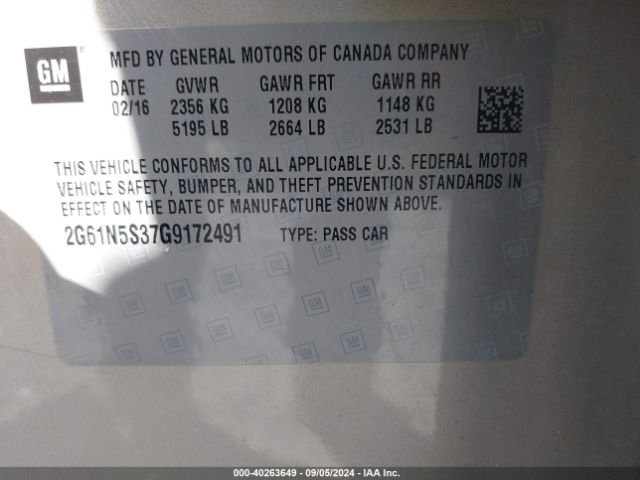 2G61N5S37G9172491 Cadillac Xts Luxury Collection