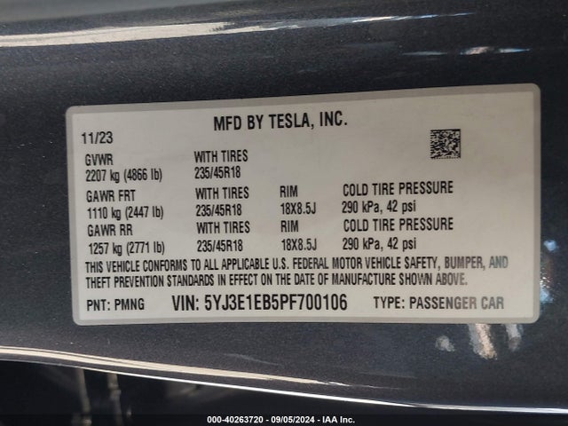 2023 TESLA MODEL 3 5YJ3E1EB5PF700106 Photo 8
