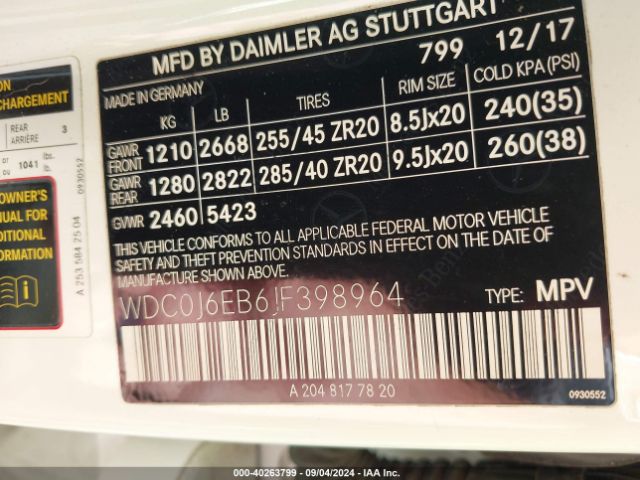 WDC0J6EB6JF398964 Mercedes-Benz Amg Glc 43 Coupe 4matic