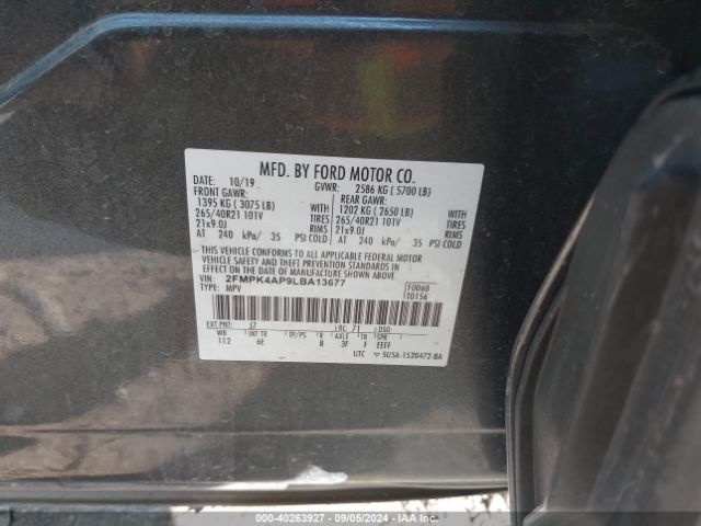 2FMPK4AP9LBA13677 Ford EDGE ST