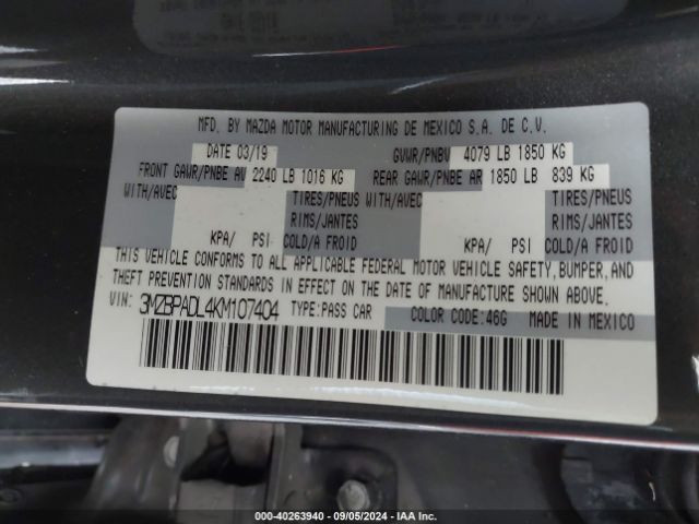 3MZBPADL4KM107404 Mazda Mazda3 Preferred Package