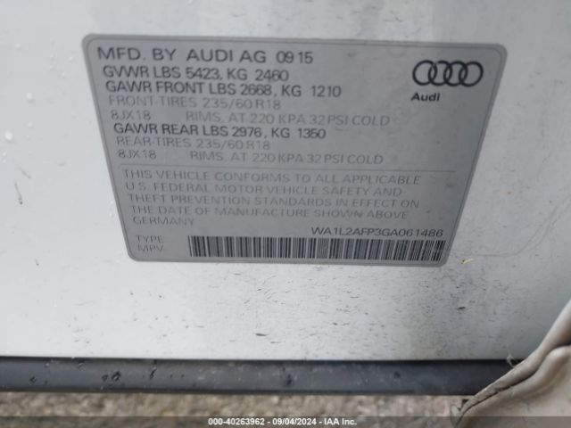 2016 AUDI Q5 WA1L2AFP3GA061486 Photo 8