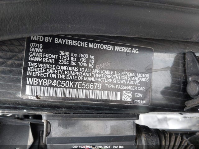 BMW I3 120ah W/range Extender 2019 WBY8P4C50K7E55679 Image 9
