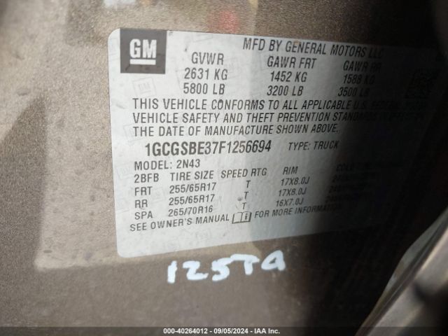 1GCGSBE37F1256694 Chevrolet Colorado Lt