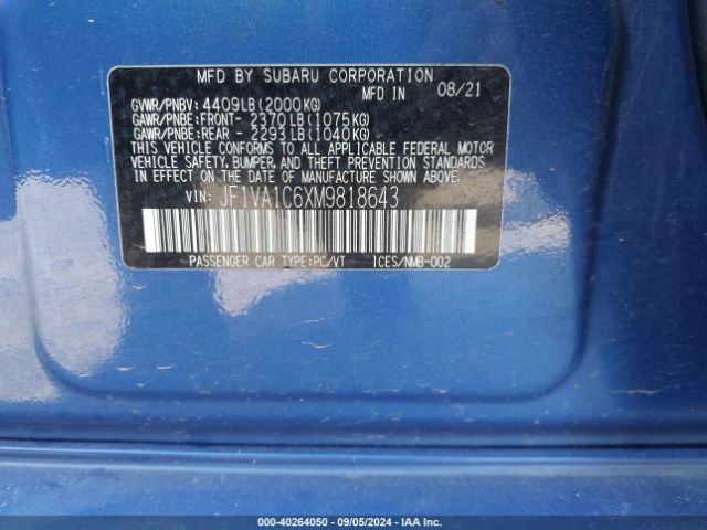 JF1VA1C6XM9818643 Subaru Wrx Premium