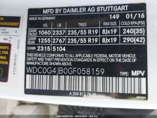 WDC0G4JB0GF058159 Mercedes-Benz GLC 300
