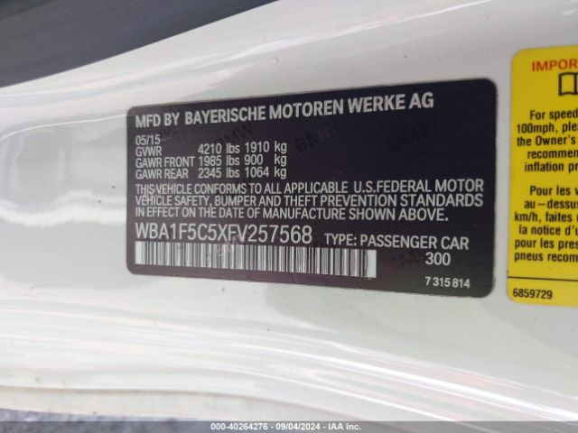 WBA1F5C5XFV257568 BMW 228I