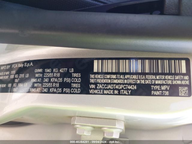 ZACCJADT4GPC74424 Jeep Renegade Limited