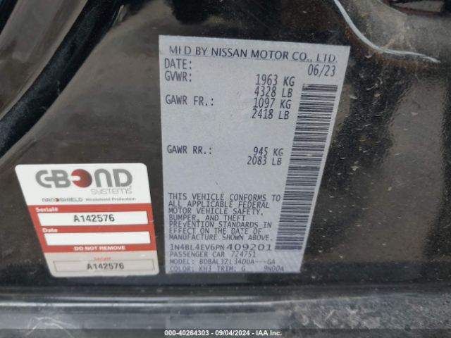1N4BL4EV6PN409201 Nissan Altima Sl Fwd