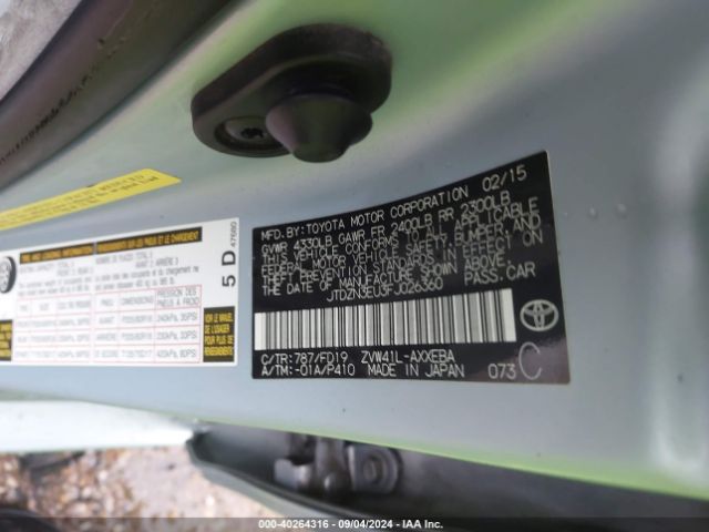 JTDZN3EU3FJ026360 Toyota Prius V Three