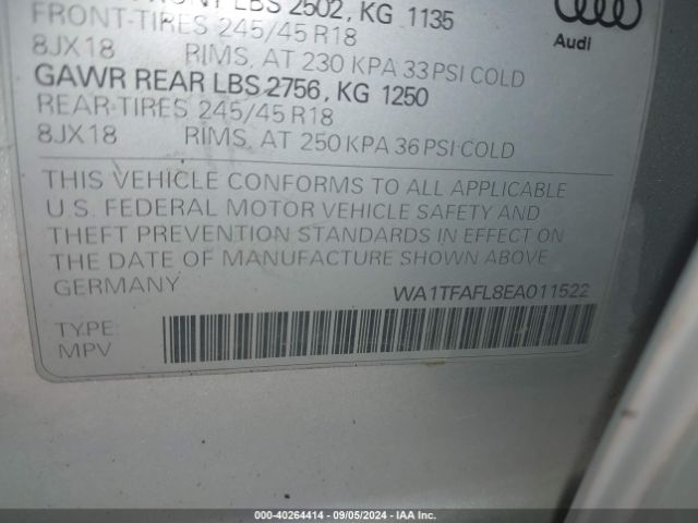 WA1TFAFL8EA011522 Audi Allroad 2.0t Premium