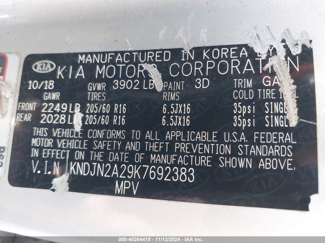 KIA Soul 2019 KNDJN2A29K7692383 Image 9