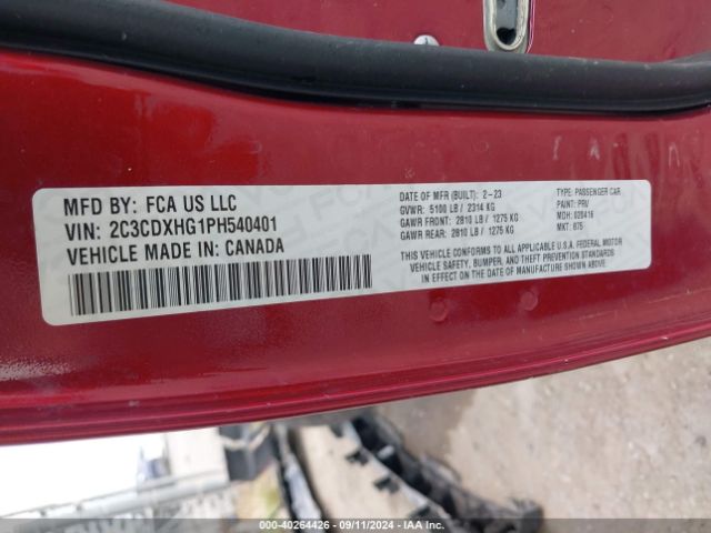 2C3CDXHG1PH540401 Dodge CHARGER GT
