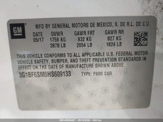 3G1BF6SM6HS609133 Chevrolet Cruze Premier Auto