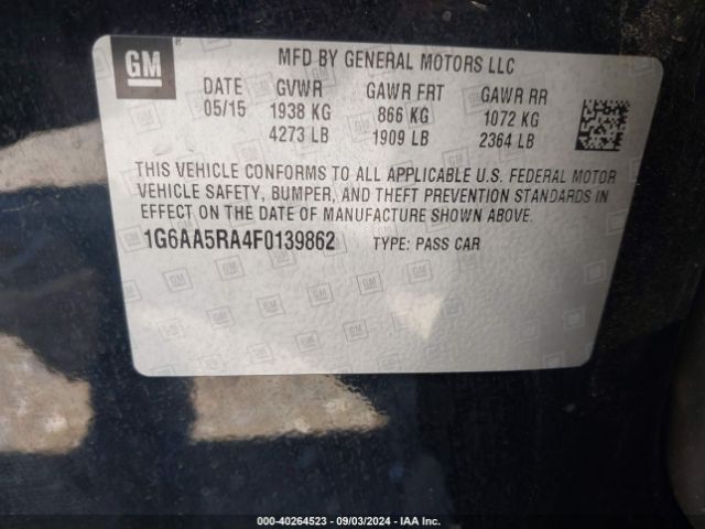 1G6AA5RA4F0139862 Cadillac Ats Standard