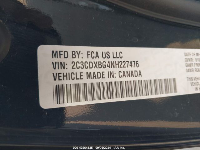 2C3CDXBG4NH227476 Dodge Charger Sxt Rwd