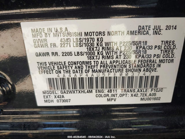 2015 MITSUBISHI OUTLANDER SPORT 4A4AP4AU5FE003747 Photo 8