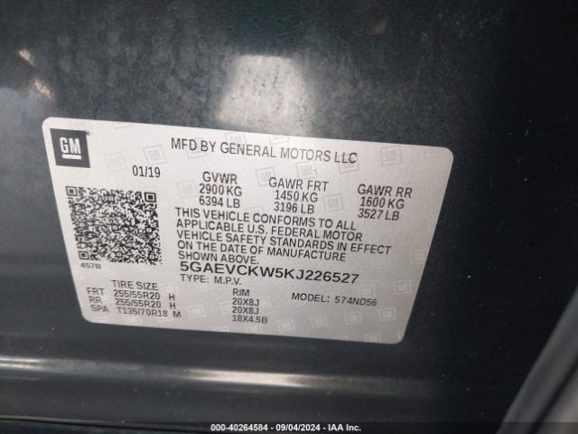 5GAEVCKW5KJ226527 Buick Enclave Awd Avenir