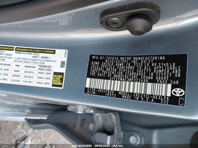 Toyota COROLLA LE 2021 5YFEPMAE3MP223499 Image 9