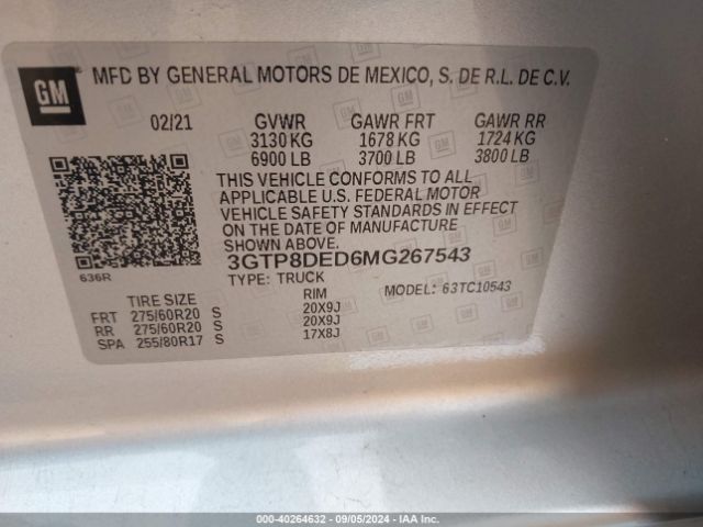 3GTP8DED6MG267543 GMC Sierra 1500 2wd  Short Box Slt