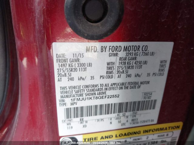 1FMJU1KT8GEF22552 Ford Expedition Limited