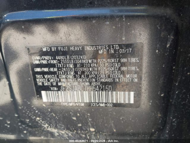 JF2SJABC7HH542150 Subaru Forester 2.5i