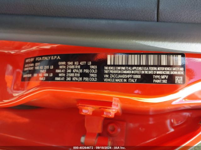 ZACCJAAB5HPF18868 Jeep Renegade Sport Fwd