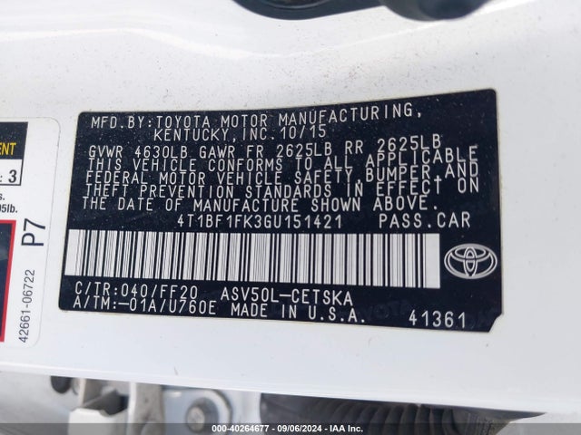 Toyota CAMRY SE 2016 4T1BF1FK3GU151421 Image 9