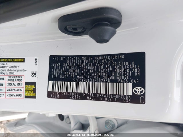 Toyota COROLLA LE 2024 5YFB4MDE3RP202358 Image 9